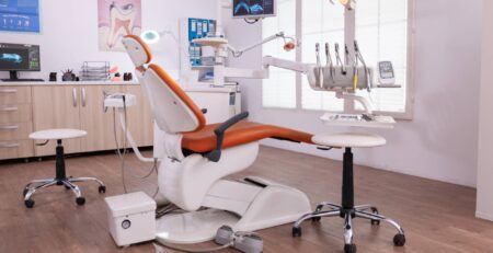 dental chair in clinic march